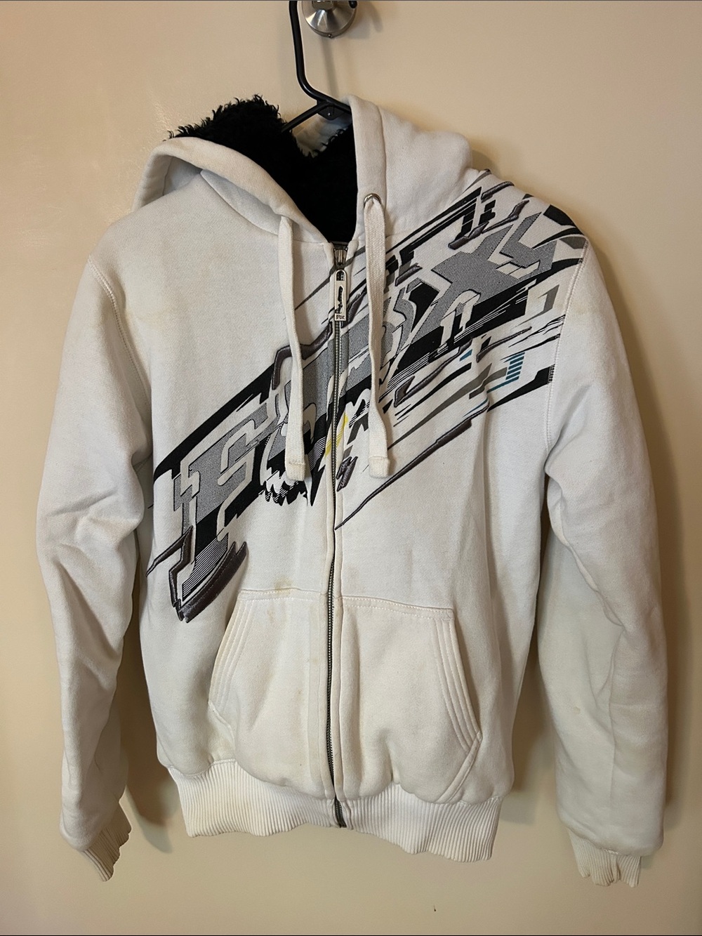 Vintage Fox Racing Y2K Fur Lined Zip up Hoodie jacket  small